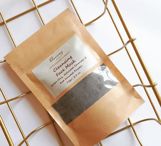 Cleansing Face Mask with green clay, activated charcoal & red seaweed powder.